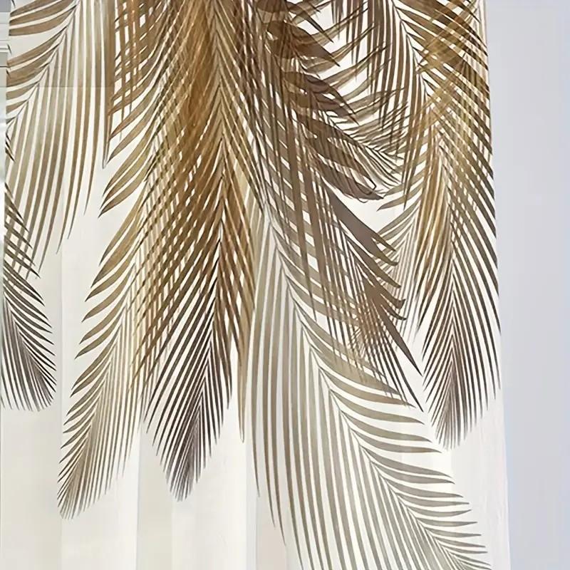 2pcs Golden Palm Coconut Leaf Curtains: Suitable for balcony/vacation style, tropical feel, pole type gauze curtains