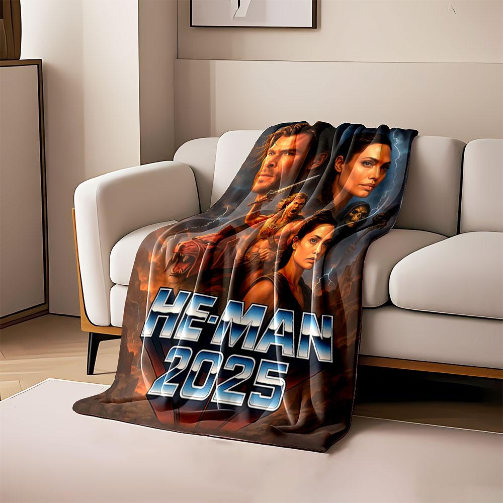 

A fantasy-themed scene featuring heroes, a tiger, lightning, and bold text. for all seasons blanket lunch break throw gift 80cm x 120cm