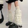 Women Gothic Punk Harajuku Plush Leg Warmers Japanese JK Sweet Ribbon Bowknot Warm Furry Boots Cover Leg Sleeve Socks