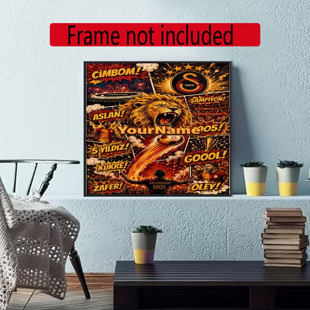 Galatasaray Personalized Name Round Diamond Painting Kit Diamond Embroidery Painting Rhinestones Mosaic Frameless Handwork Decoration Arts