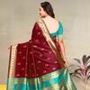 Шелковое сари Кандживарам Пайтани, Kanjivaram Silk Saree Paithani for Wedding (Maroon-Rama),  C J Enterprise