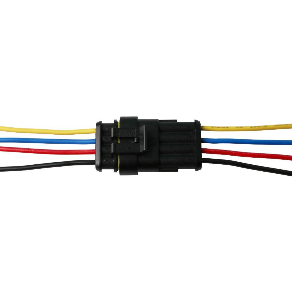 GTIWUNG 5 Kit 4 Pin Waterproof Connector 4 Pin Way Car Waterproof Electrical Connector
