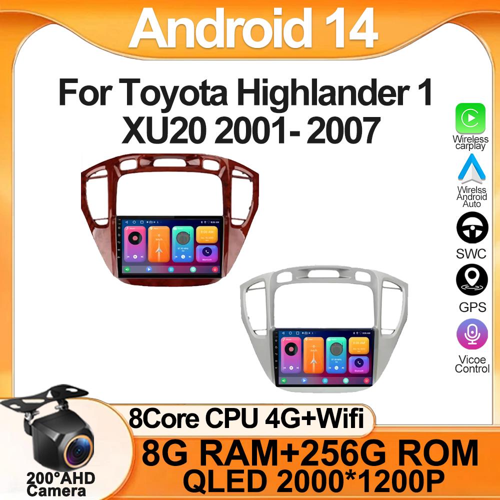 

For Toyota Highlander 1 XU20 2001- 2007 Stereo Android Car Multimedia Player Screen Navigation GPS Carplay 5G Wifi BT NO 2 DIN