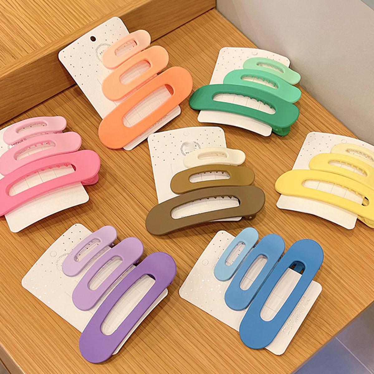 

3 Pcs Fashion Dopamine Hollow Oval Hairpins For Women Girls Party Hair Accessories