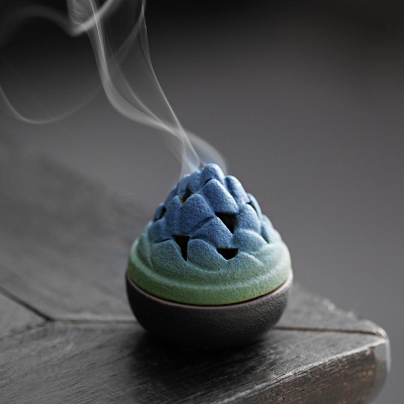 Incense Burner Sticky Powder Burner Household Indoor Sandalwood Small Incense Burner Zen Ceramic Tea Room Aromatherapy Burner