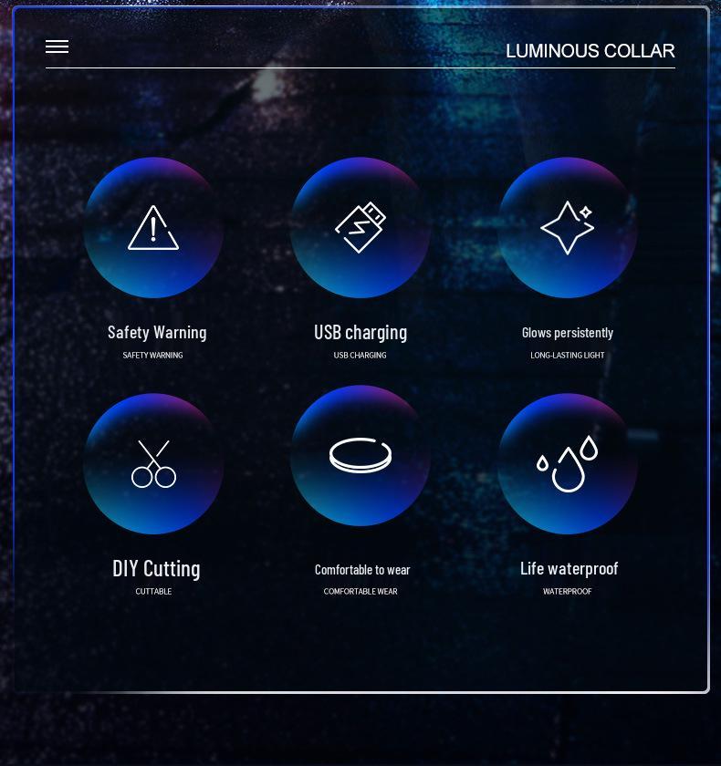 Rechargeable LED Glowing Collar for Dogs and Cats - Nighttime Safety Necklace