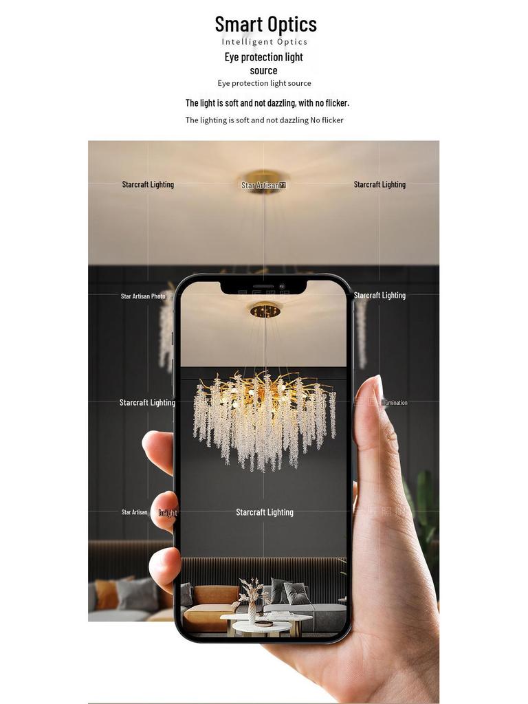 Star Crafts Luxury Crystal Chandelier with Octagonal Beads & Tassels for Living Room, Dining Room, Bedroom