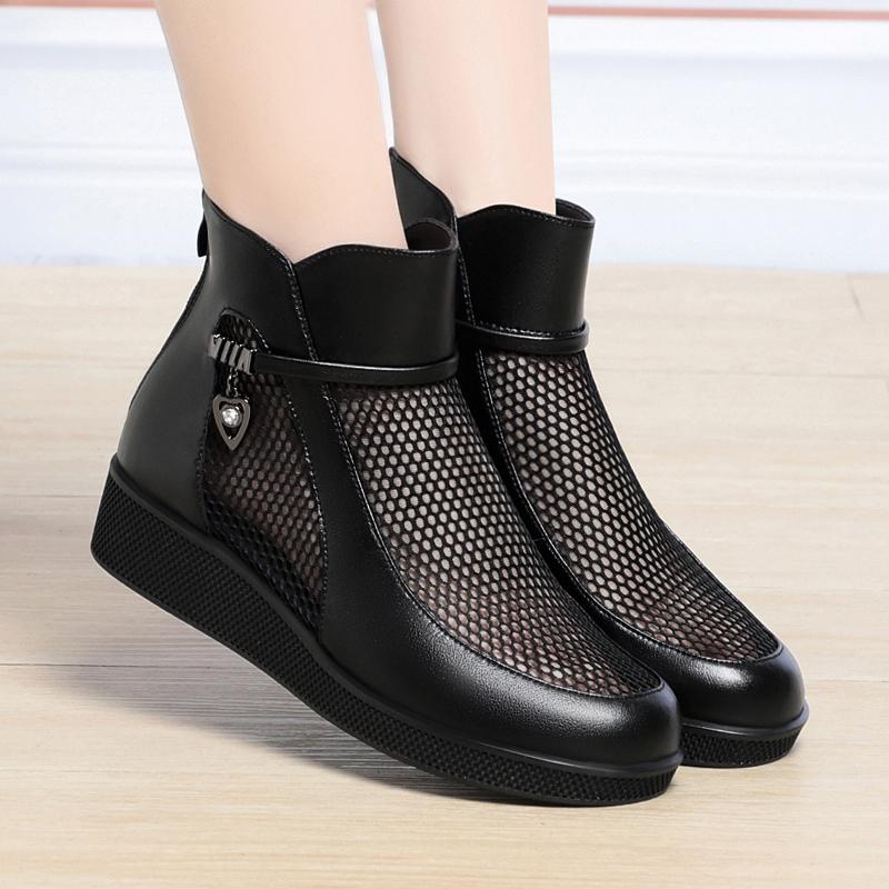 Fashion AIYUQI Women's Cool Boots Summer Genuine Leather 2025 New Platform Women's Shoes Fashion Large Size Women's Mesh Boots