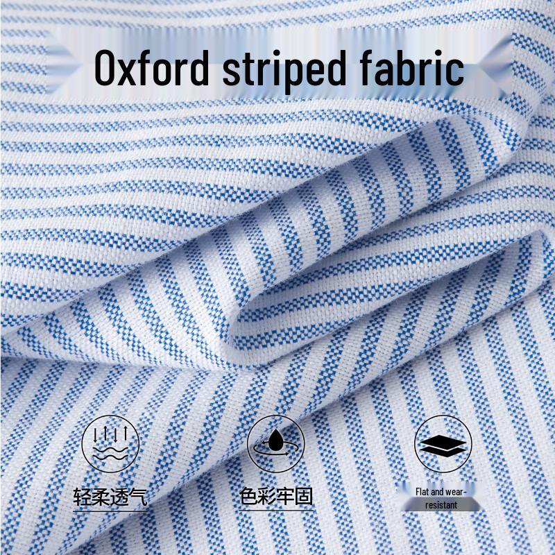 Mark Fairwhale Men's Casual Oxford Stripe Long Sleeve Shirt