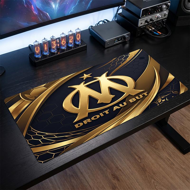 Olympique Lyonnais FC Theme Pattern Mouse Pad, Soccer Logo Design XXL Gaming Desk Mat Non-Slip Computer Mouse Pad