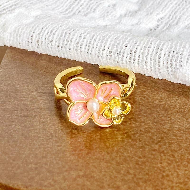 Medieval Vintage Enamel Light Luxury Full Of Diamonds Zircon High-End Sense Opening Ring Niche Ring Woman