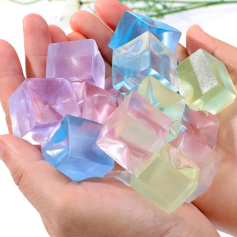 10pcs Ice Block Pinching Plush Toy Square Soft Mud Pressure Ball Squeezing Toy Pressure Relieving Sensory Toy Children Adult