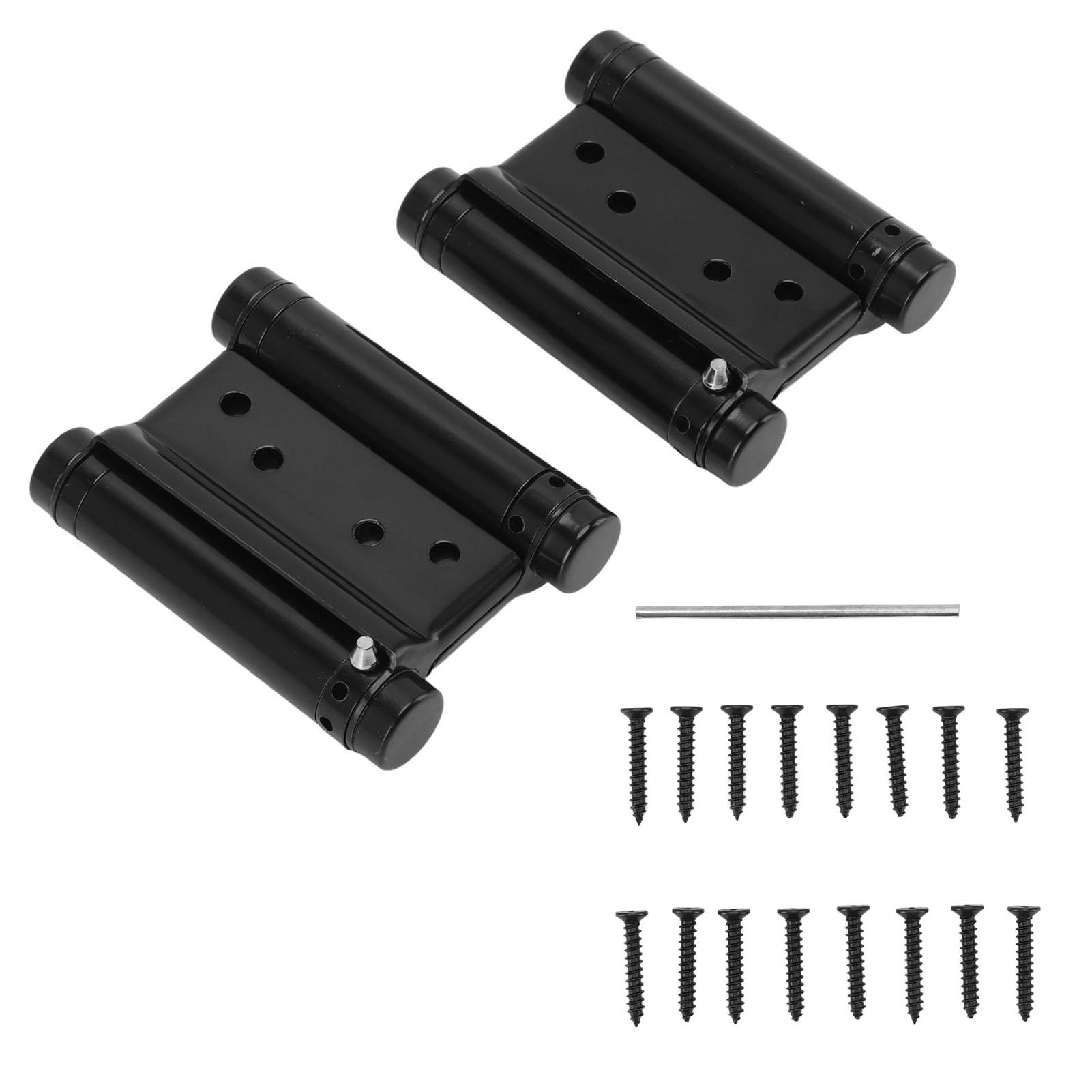 1 Paar RVS Dubbelwerkende Veer Scharnieren voor Cafe Deur, Woonkamer, Zelfsluitend, Zwart met Schroeven, 9,1 x 6,1 x 2,5 cm, Zelfsluitend,