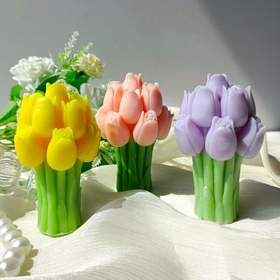 3D Tulip Bouquet Silicone Mold DIY Flowers Aroma Candles Plaster Ornament Molds Handmade Gift Soap Candle Making Supplies