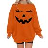 Women's Halloween Pumpkin Face Sweatshirt - Long Sleeve Casual Pullover for Fall