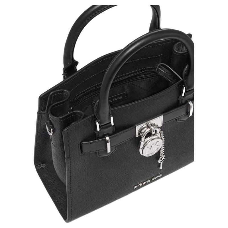 MICHAEL KORS Hamilton Series Silver Decoration Leather Lock Bag Handbag Small Women's Black