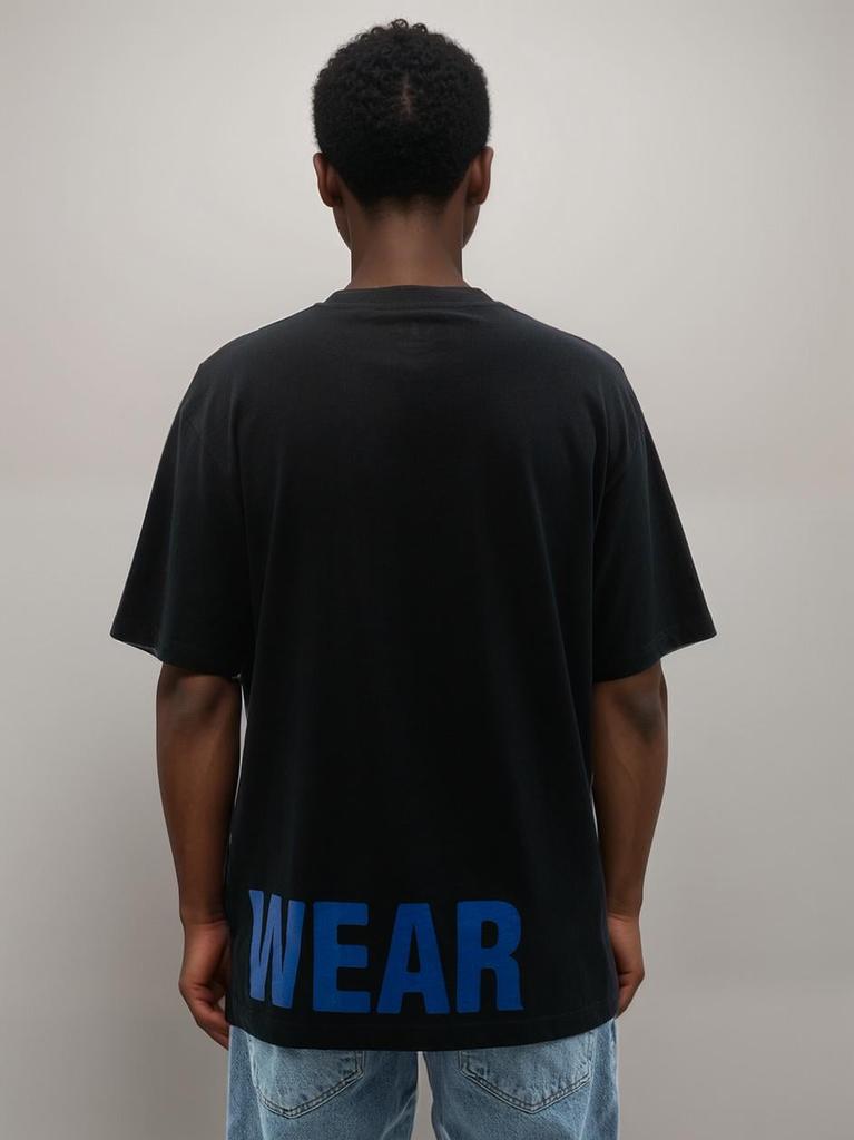 Jigga Wear Corner Men's Oversized Short Sleeve T-Shirt Black/Blue M