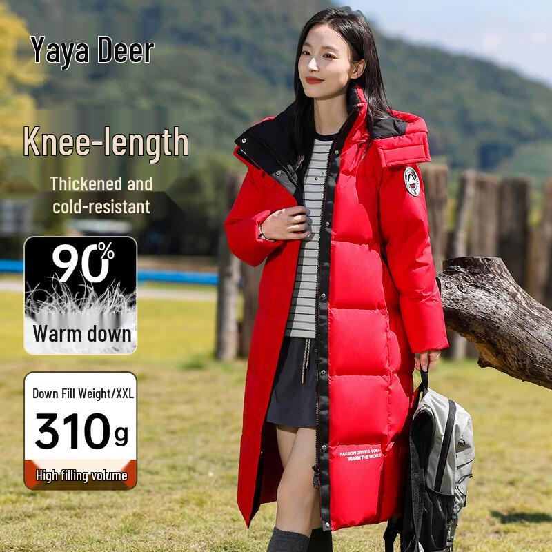 Yalu Women s Long 90% Duck Down Jacket with Detachable Hood XL