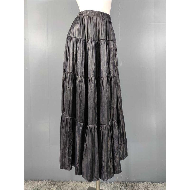 

Export Single French Style Retro Romantic Temperament High Waist Slim Looking A- line Large Hem Gentle Lady Joker Elegance Skirt Dark gray L