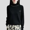 Women's Turtleneck Wool Sweater Autumn Winter Thick Loose Rhinestone Knit Sweater Solid Color Knit Pullover Top