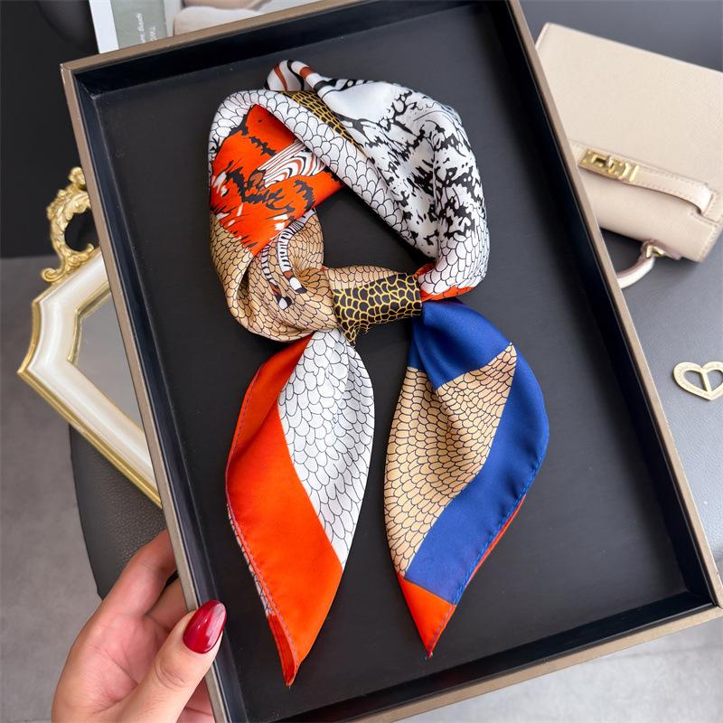 European and American Geometric Zebra Printing Silk Scarf Square Scarf High-end Shawl Sunscreen Neck Small Square Scarf Headscarf Women's Scarf