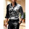 Men's Contrasting Baroque Printed Long Sleeved Shirt, Slim Fit Collar Shirt, European and American Party Trend Men's Top