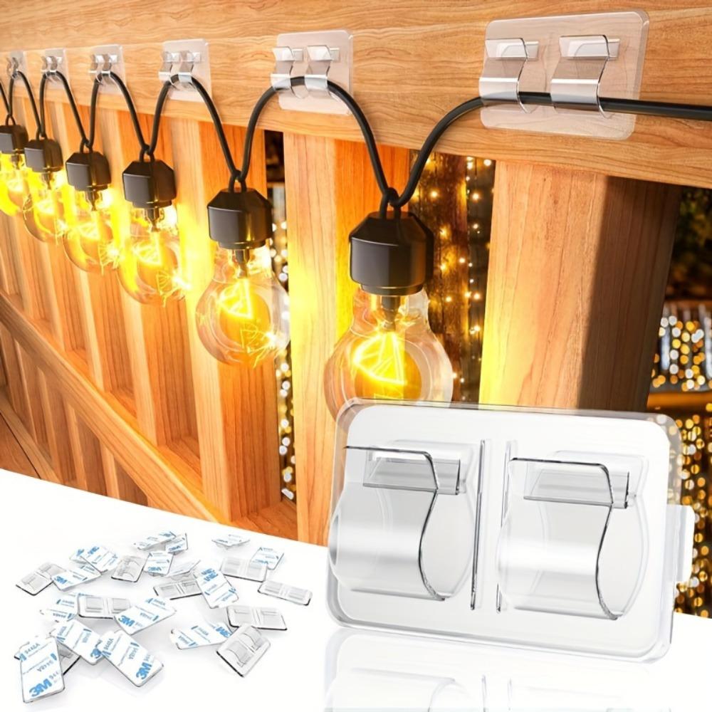 4/10pcs Hooks for Outdoor String Lights - Durable, Clear Self-Adhesive Clips for Christmas Light Hanging & Cable Management