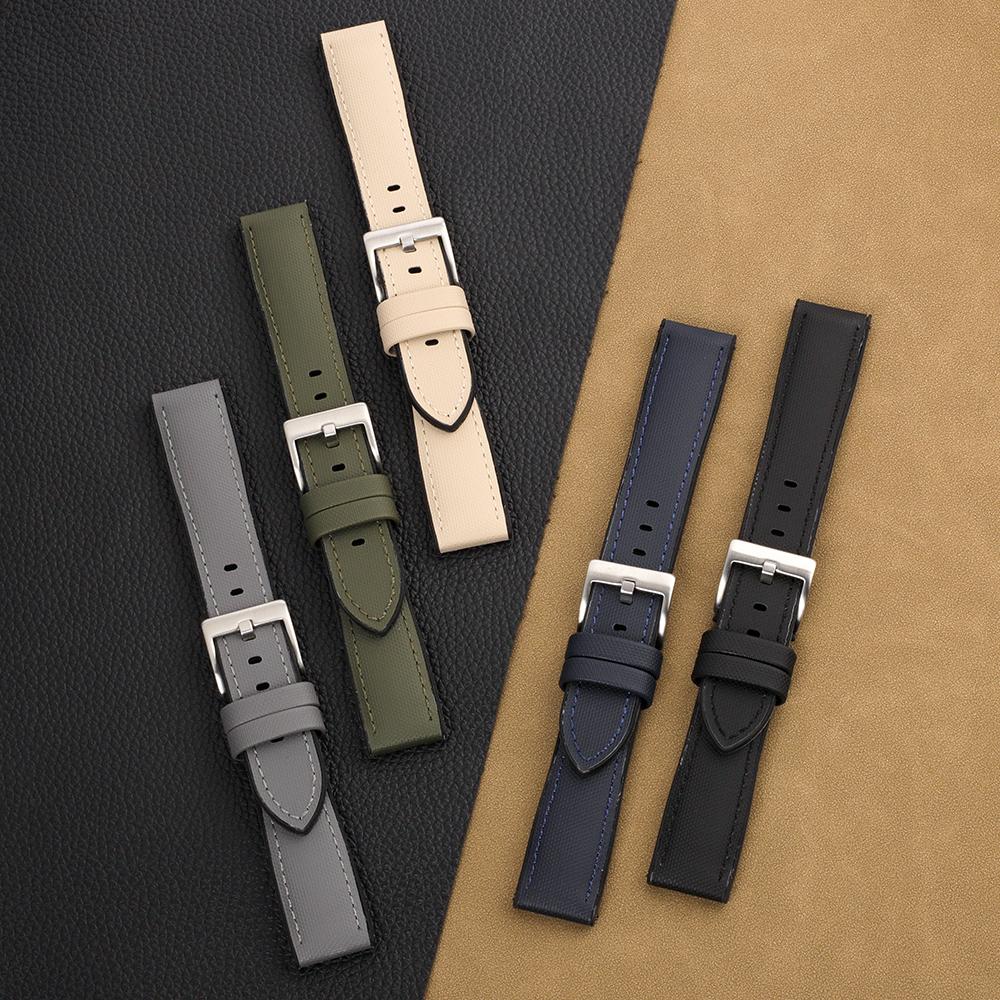 Correa de Reloj Impermeable de Lona de Vela 18mm 20mm 22mm Correa de Reloj de Lona Oxford Banda de Reloj de Silicona de Liberación Rápida Correa de Pulsera Deportiva