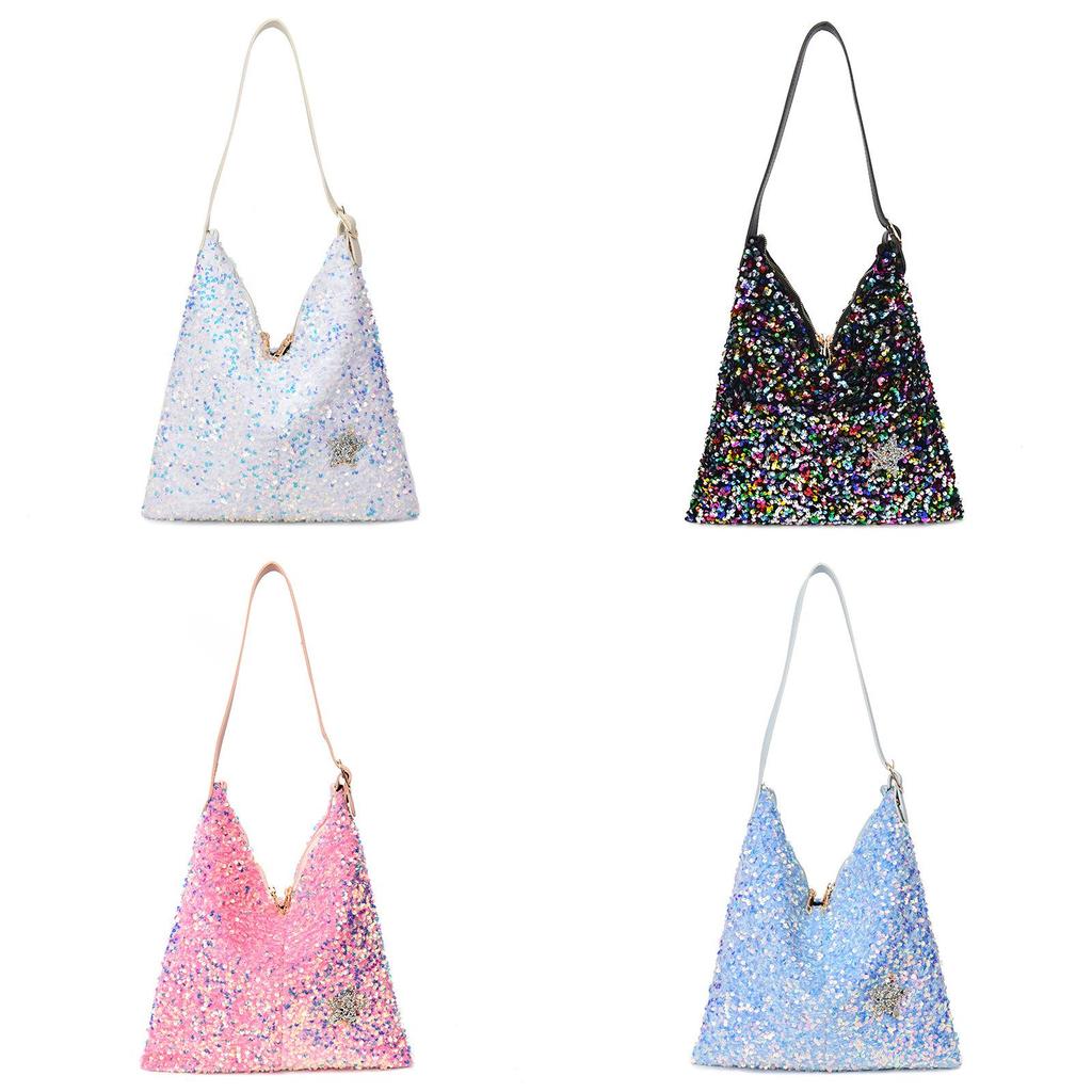 Shimmering Sequin Bucket Bag With Large Capacity For Casual Day And Night Out