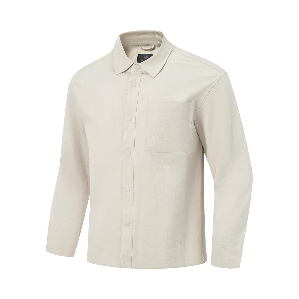 Li Ning Minimalist Comfortable Casual Loose Solid Color Polo Collar Long Sleeve Jacket Men Jacket AFDV895-2