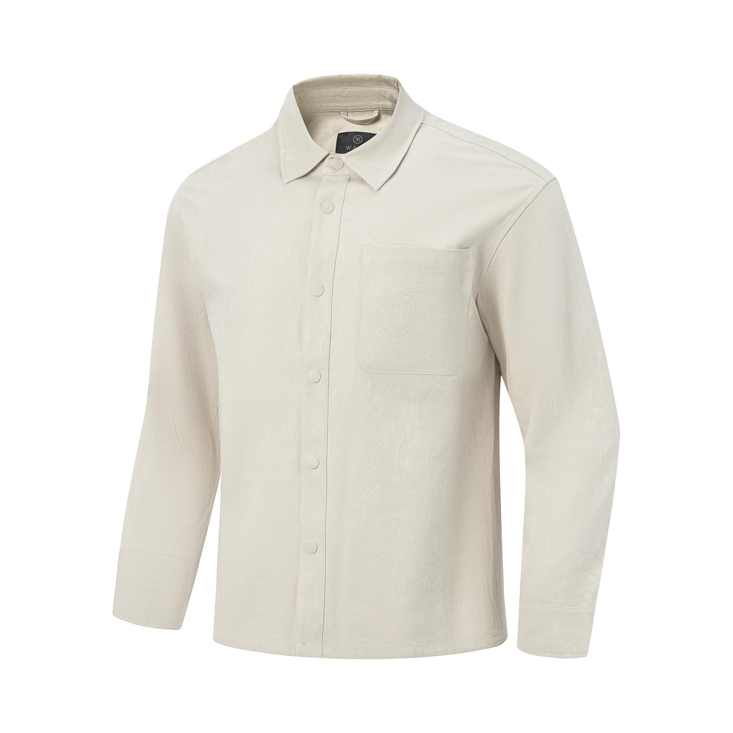 

Li Ning Минималистичная Удобная Повседневная Свободная Однотонная Куртка с Воротником Поло и Длинным Рукавом Мужская Куртка AFDV895-2 L