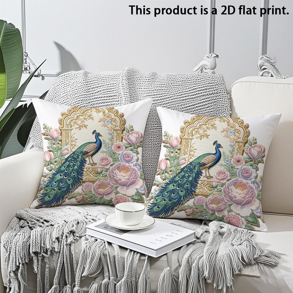 

2pcs Vintage Elegant Peacock Floral Square Throw Pillow Covers Luxury Decorative Cushion Cases for Sofa Bedroom Living Room 45x45cm-2pcs
