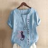 Women's Fashion Couple Cat Prined Short Sleeve T-shirt Loose Cotton Shirt Casual Loose Summer Blouse Plus Size Tops