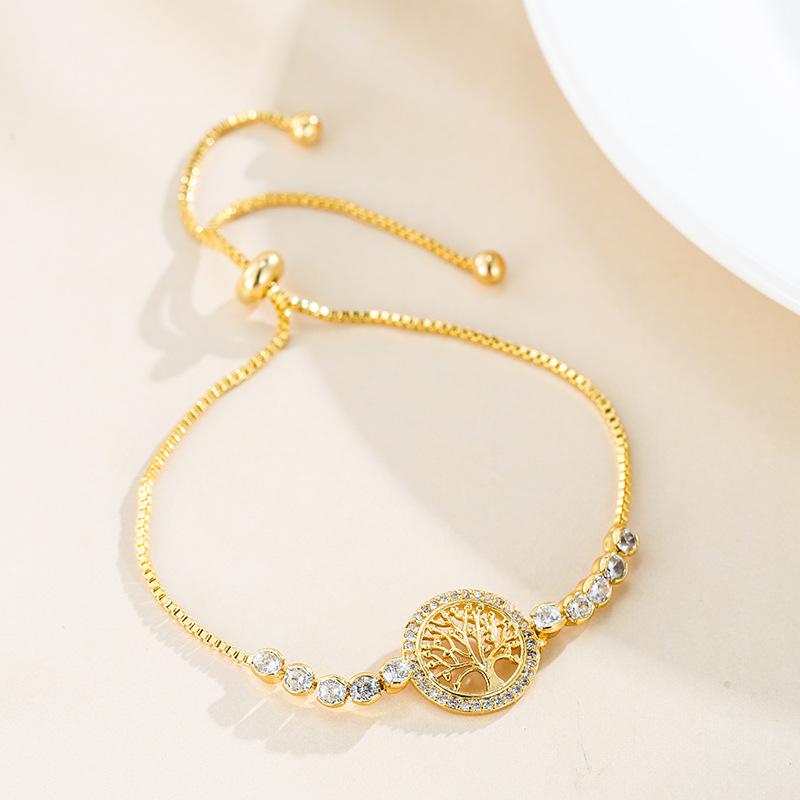 Креативный инкрустированный циркон Браслет «Счастливое дерево» Браслет «Рождественская елка» Браслет «Счастливое дерево» Орнамент жёлтый