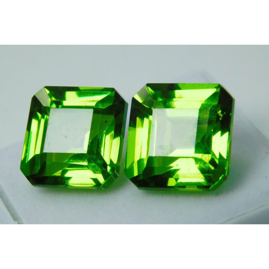 NATURAL Peridot SQUARE CUT 8 - 10 Ct Each Gemstone Best Quality Pair
