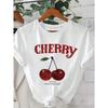 European Size Cherry Letter Print T-Shirt, Short-Sleeve Round Neck Casual Top for Spring And Summer, Women'S Clothing