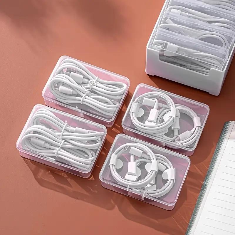 The Transparent Plastic Data Cable Storage Box Household Cable MobilePhone Charger Charging Cable Finishing Box Divided Grid Box