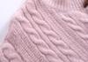 2023 Women's Japanese-Style Horn Button Short Chunky Knit Cardigan - Solid Color, Round Neck for Spring & Autumn