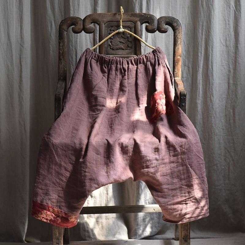 Johnature Ankle-length Pants Women Clothes Spring Vintage Trousers Loose Patchwork Elastic Waist Panelled Cross-pants