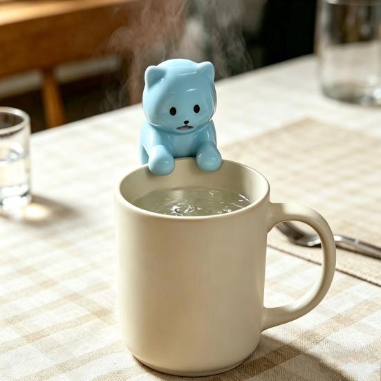 Cup Edge Clip-on Mini Fan Cartoon Animal Cooling Fan Rechargeable Cat Bear Shaped Hot Drinks Coffee Tea Meals Dishware Food Cooler Fan