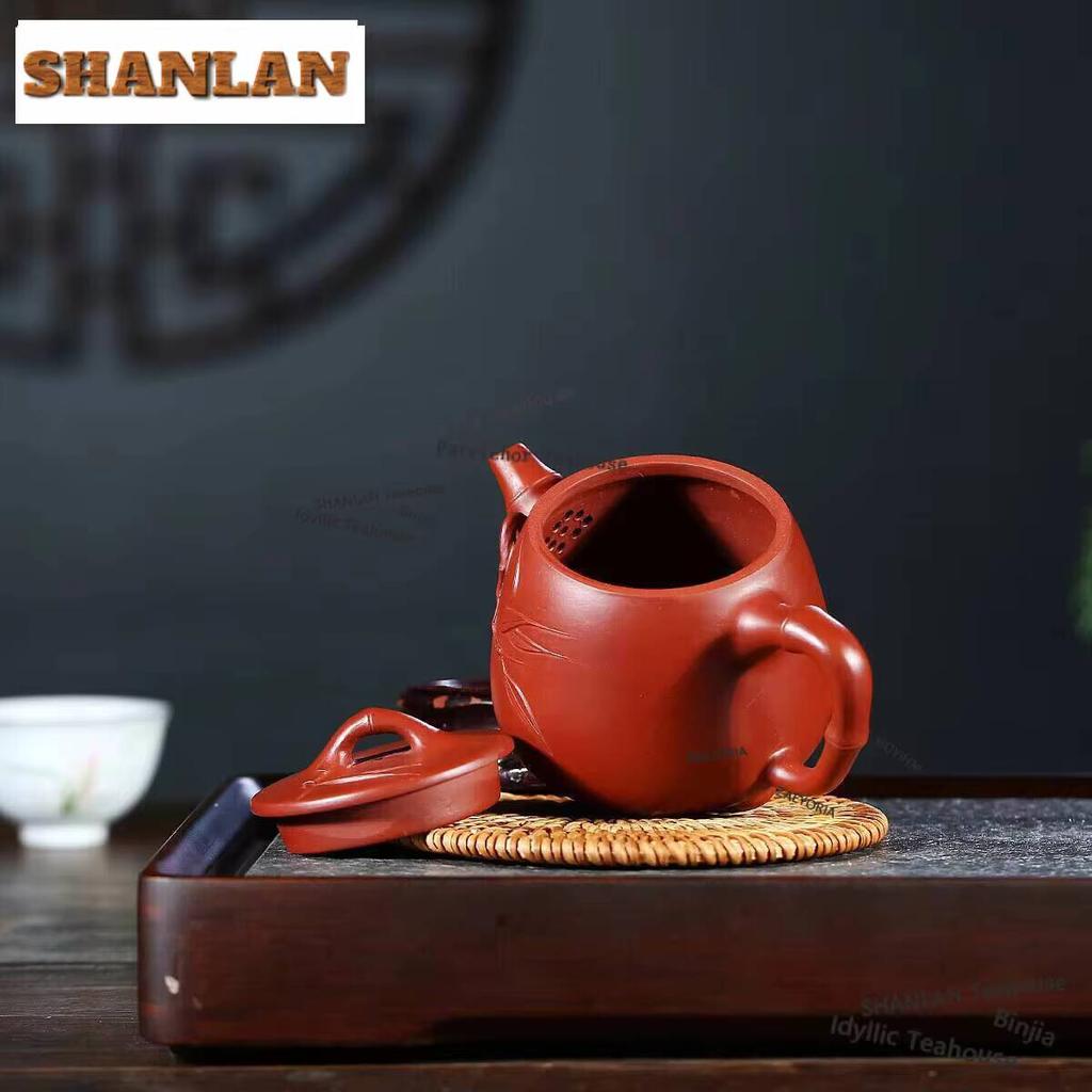 250ML Vintage Yixing Purple Clay Teapots Handmade High Stone Scoop Pot Raw Ore Dahongpao Mud Kettle Zisha Tea Set Gift Craft