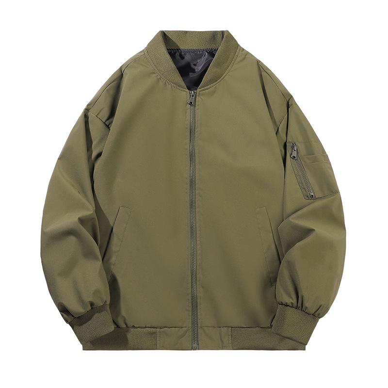 

OO baseball collar waterproof jacket men s and women s season trend loose solid color casual coat 3XL