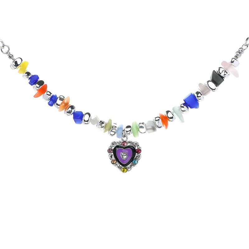 

Ожерелье Love Colorful из бисера для девочек, ожерелье Advanced Sense, бесцветное легкое роскошное ожерелье, модный подарок на цепочку с дофаминовым воротником