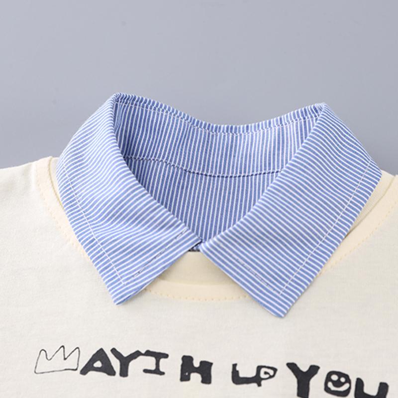 Children's Set Boys' Long Sleeved Striped Shirt Cartoon Dog Top Casual Denim Pants Boys' Fashionable Three Piece Set