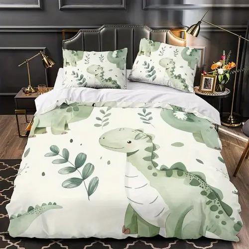 Cartoon Dinosaur Duvet Cover Bedding Decoration With Cartoon Dinosaur Pattern Suitable For Children Kids And Adults Warm Soft