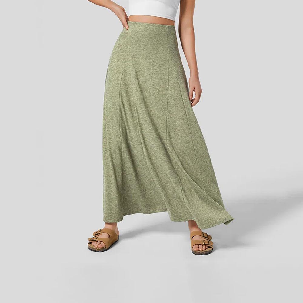 

2024 European & American Patchwork Casual Loose Midi Knit Skirt Small зелёный