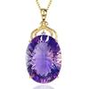 Oval Amethyst Pendant Necklace, Large Purple Zircon Jewelry