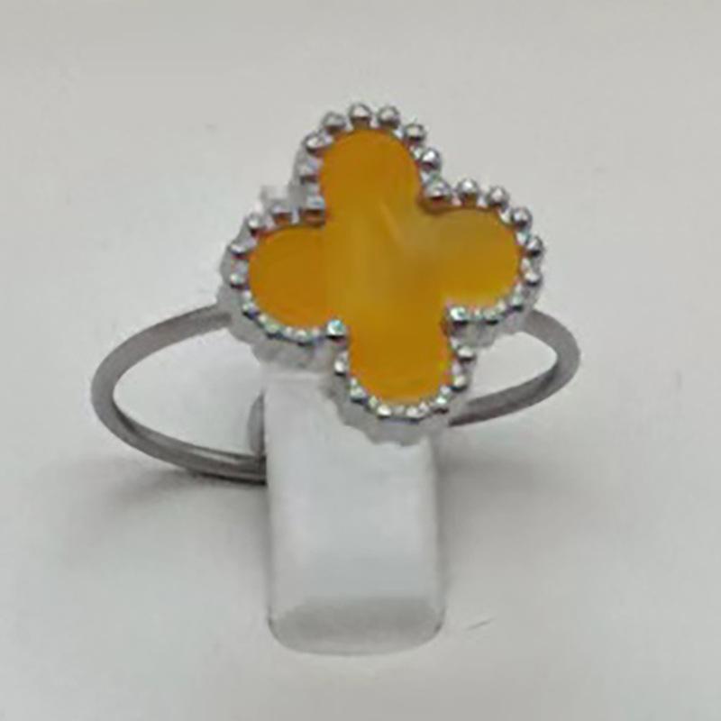 High Version Of The Four-Leaf Clover Ring Does Not Fade Opening Adjustable Titanium Steel Ring Simple Versatile Women's Ring