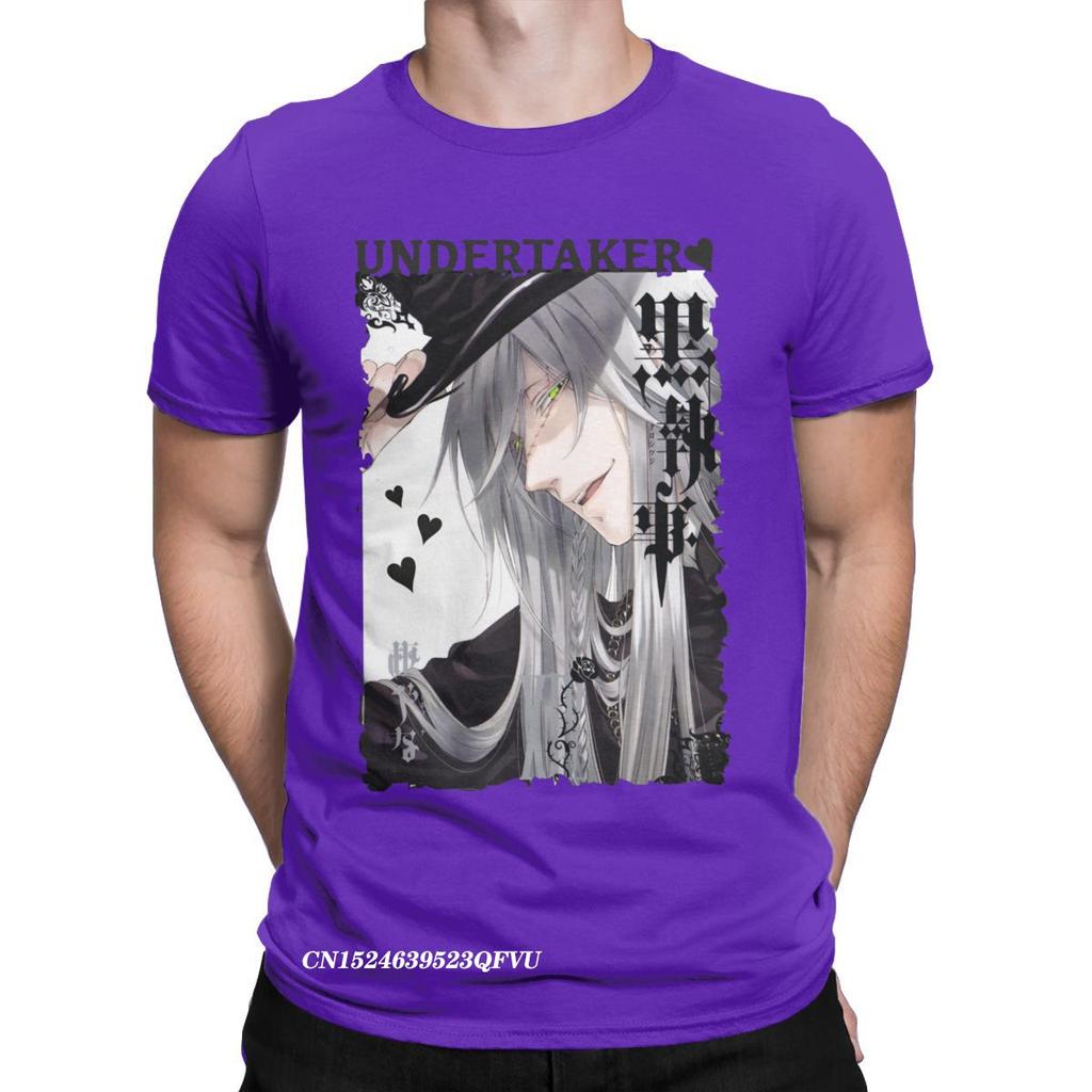 Undertaker Black Butler T-Shirts Herren Anime Lustig Premium Baumwoll T-Shirt Rundhals Harajuku T-Shirt Ästhetische Camisas Tops