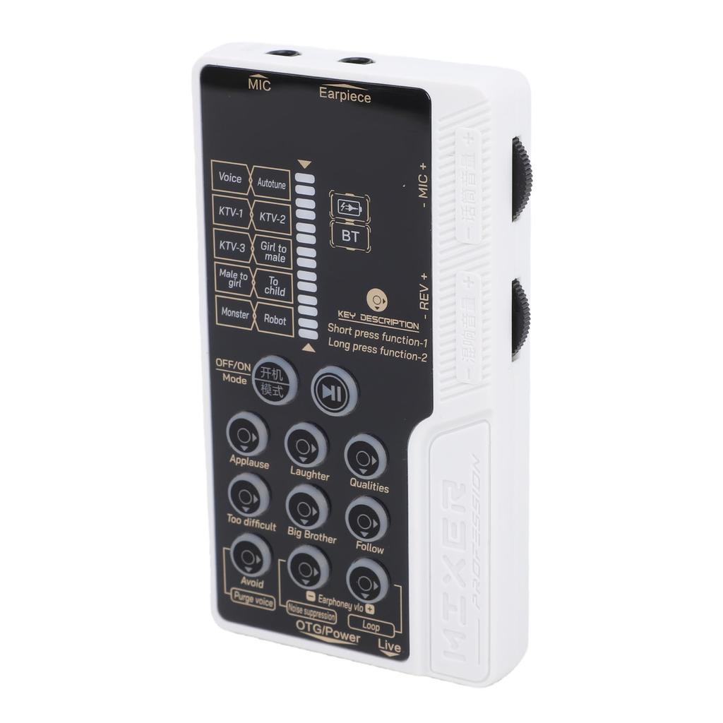 Portable Voice Changer Sound Card Set Handheld with Bluetooth Cool Light 8 Sound Effects Sound Board for Streaming